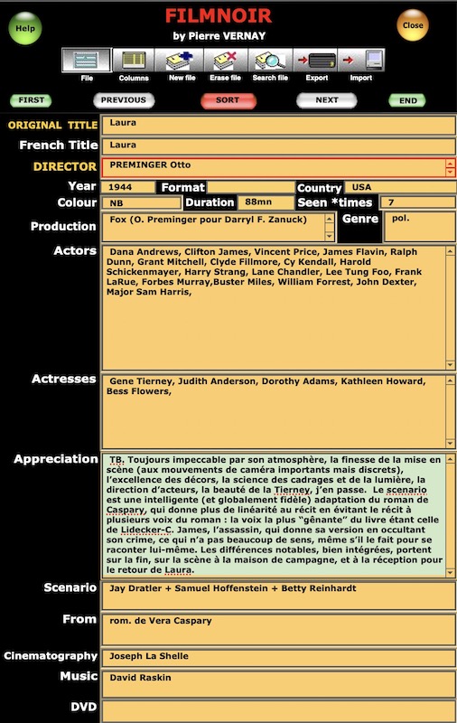 Laura in The film noir, thrillers and co database